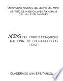 Actas del Primer Congreso Nacional de Folklorólogos (1972).