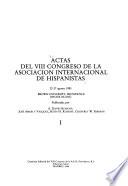 Actas del VIII Congreso de la Asociación Internacional de Hispanistas