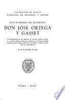 Acto en memoria del catedratico José Ortega y Gasset