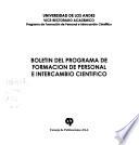 Boletín del Programa de Formación de Personal e Intercambio Científico