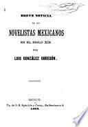 Breve noticia de los novelistas mexicanos en el siglo XIX