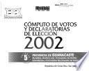 Computo de votos y declaratorias de elecciones 2002: Provincia de Guanacaste