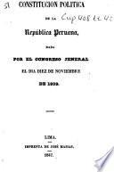Constitucion politica de la Republica Peruana, dada por el Congreso Jeneral el dia diez de noviembre de 1839