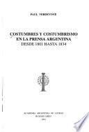 Costumbres y costumbrismo en la prensa argentina desde 1801 hasta 1834