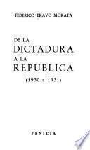 De la Dictadura a la República, (1930 a 1931)