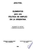 Elementos para una política de empleo en la Argentina