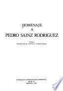 Homenaje a Pedro Sáinz Rodríguez: Repertorios, textos y comentarios