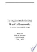 Investigación histórica sobre detenidos desaparecidos: Datos de las víctimas, fichas personales : Argentina (H-Z), Chile, Bolivia, Colombia, niños, N.N
