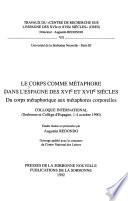 Libro Le Corps comme métaphore dans l'Espagne des XVIe et XVIIe siècles