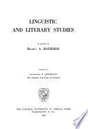Linguistic and Literary Studies in Honor of Helmut A. Hatzfeld