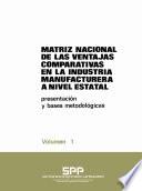 Matriz nacional de las ventajas comparativas de la industria manufacturera a nivel estatal. Presentación y bases metodológicas. Volumen 1