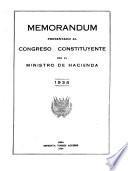 Memorandum presentado al Congreso Constituyente por el Ministro de Hacienda