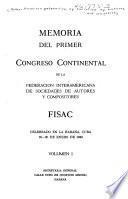 Memoria del Congreso Continental de la Federacion Interamericana de Sociedades de Autores y Compositores