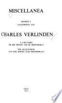 Miscellanea aangeboden aan Charles Verlinden ...