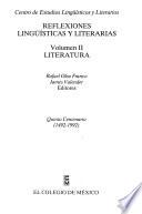Libro Reflexiones lingüísticas y literarias: Literatura