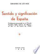 Libro Sentido y significación de España