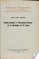 Libro Statuta Ecclesiae y Sacramenta Ecclesiae en la eclesiologia de S. Tomas de Aquino
