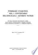 Tommaso d'Aquino nel I centenario dell'enciclica Aeterni Patris