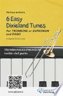 Libro Trombone or Euphonium & Piano 6 Easy Dixieland Tunes solo treble clef parts