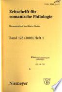 Zeitschrift Für Romanische Philologie